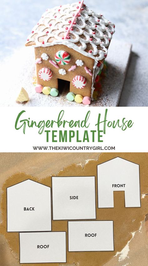 Building and decorating a gingerbread house doesn’t have to be complicated! In this guide, I’ll show you how to bake your own gingerbread pieces and share my top decorating tips, perfect for crafting with kids. Plus, there's a free printable template to help you get started! Gingerbread House Template Printable, Making A Gingerbread House, Bottles Decoration Diy, Cardboard Gingerbread House, Cool Gingerbread Houses, Gingerbread House Template, Ginger Bread House Diy, Gingerbread House Parties, Gingerbread House Designs