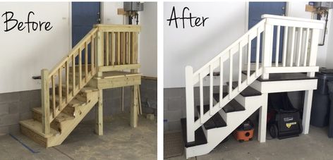 Painted Stairs Makeover, Garage Steps, Stairs Makeover Design, Garage Stairs, Diy Staircase Makeover, Stair Makeover, Diy Staircase, Stairs Makeover, Garage Entry