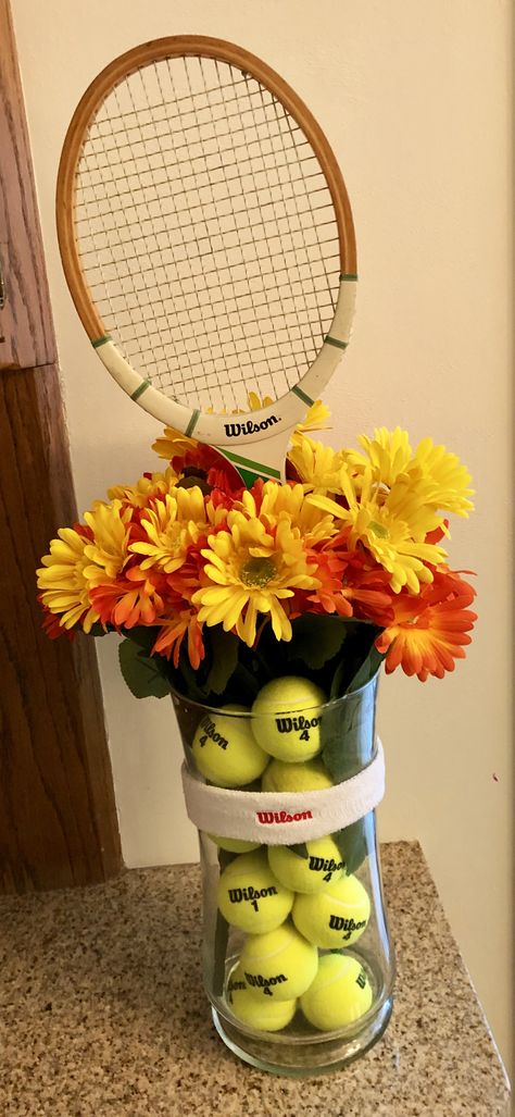 Tennis Themed Centerpieces, Tennis Centerpieces Ideas, Tennis Party Ideas, Tennis Decorations, Banquet Centerpieces, High School Graduation Party Decorations, Graduation Table, Unique Wedding Centerpieces, Reset Password