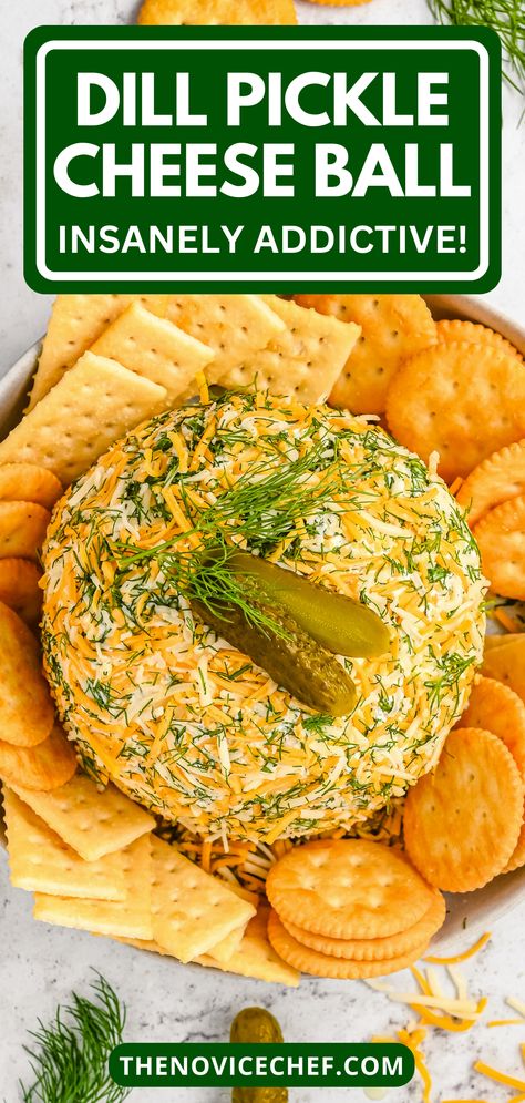 Dill Pickle Cheeseball Recipes, Dill Pickle Balls, Dill Cheese Ball Recipes, Hot Cheeto Cheese Ball, Dill Pickle Pretzels Recipe, Pickle Charcuterie Board Ideas, Dill Pickle Cheese Ball Recipes, Pickle Board Ideas, Dill Cheese Ball