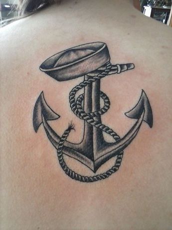 Black and grey navy anchor on back. Us Navy Tattoos, Anchor Tattoos For Women, Navy Anchor Tattoos, Marine Tattoos, Anker Tattoo Design, Grandfather Tattoo, Navy Tattoos, Diy Tattoo Permanent