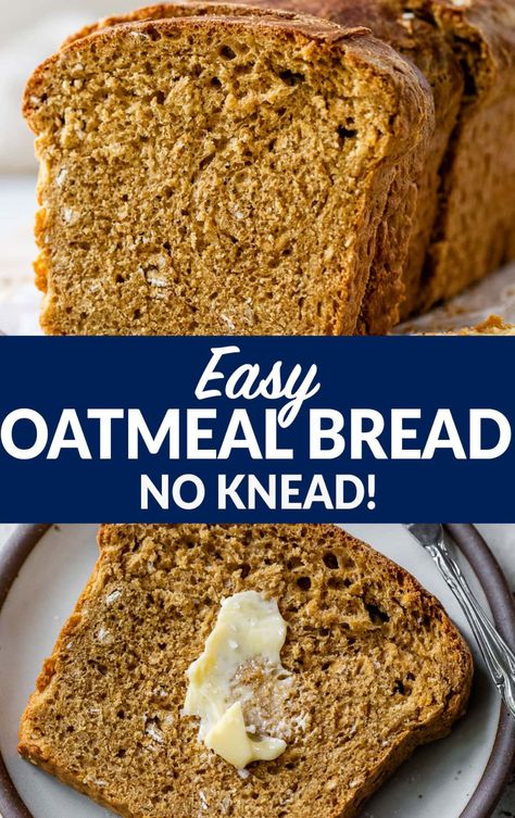 This healthy oatmeal bread with molasses is the perfect beginner bread baking recipe. Made with simple ingredients and no kneading required. Oatmeal Batter Bread, Quick Oatmeal Bread, No Knead Oatmeal Bread, Oatmeal Bread Easy, Healthy Oatmeal Bread, Heart Healthy Bread Recipes, Heart Healthy Bread, Recipes With Molasses, Oatmeal Bread Recipes