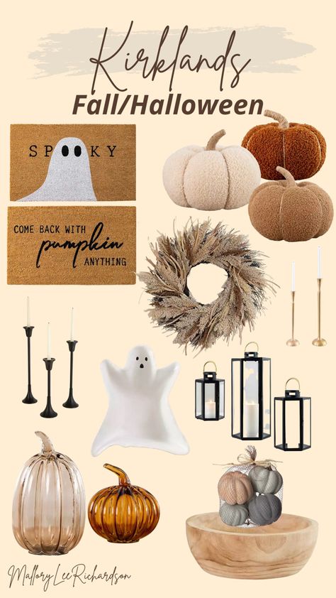 Mix Fall And Halloween Decor, Hygge Halloween Decor, Cute Halloween Fall Decor, Neutral Color Halloween Decor, Small Home Fall Decor Ideas, Homesense Fall Decor, Ghost And Pumpkin Decor, White And Black Fall Decor, Diy Modern Fall Decor