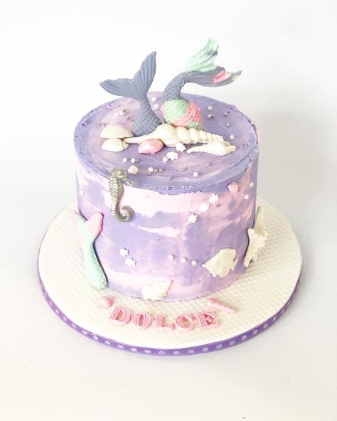 Purple Mermaid Cake, Mermaid Ice Cream, Cuppa Cake, Cake Purple, 4th Birthday Cakes, Cake Bakery, Purple Mermaid, Mermaid Cakes, Under The Sea Party