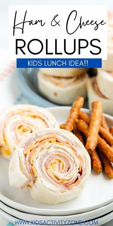 Ham and Cheese Roll Ups are an easy lunch ideas for kids or the perfect party appetizer. With only 6 ingredients they are so easy to make, plus can be prepped ahead of time. Make this quick and easy ham and cheese pinwheel recipe today! Ham Turkey Pinwheels, Pinwheels For Toddlers, Toddler Roll Ups Lunch Ideas, Kids Pinwheels Roll Ups, Pinwheel Sandwiches For Kids, Toddler Pinwheel Recipes, Birthday Lunch Ideas For Kids, Christmas Lunch Ideas For Kids, Cheap Lunch Ideas For Kids