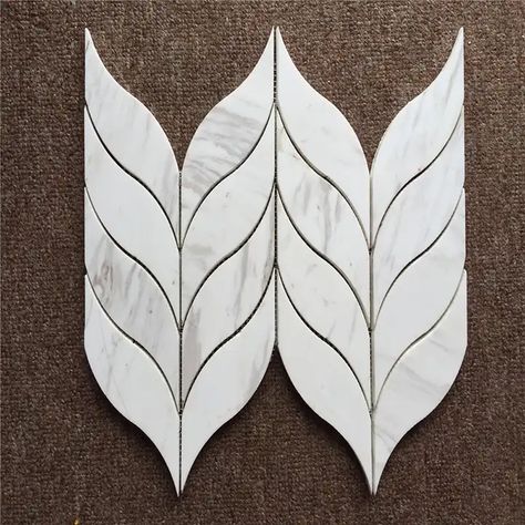 Carrara White Leaf Shape Marble Mosaic Tile For Sale Shaped Tiles, Mosaic Marble, Lego Activities, Marble Mosaic Tiles, Marble Mosaic, White Leaf, Mosaic Tile, Leaf Shapes, Mosaic Tiles