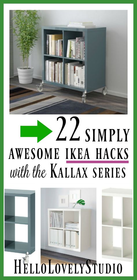 Best Ikea Hacks Banner - Hello Lovely Studio Kallax Nightstand, Nightstand Hack, Built In Cubbies, Chic Nightstand, Best Ikea Hacks, Patina Farm, Window Seat Storage, Ikea Bookcase, Kallax Shelf