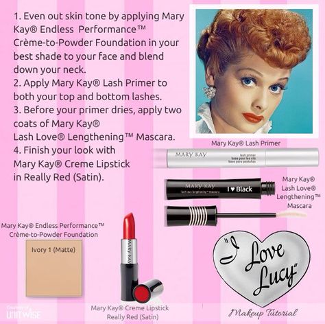 Lucille Ball look Mary Kay Halloween, Mary Kay Office, Mary Kay Inspiration, Mary Kay Inc, Mary Kay Party, Mary Kay Skin Care, Mary Kay Consultant, Make Up Ideas, Mary Kay Cosmetics