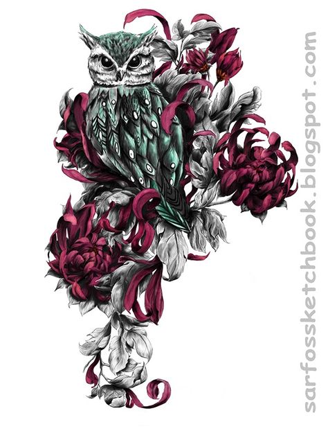 Tattoo designs that I did a while back for a couple of friends of mine Owl Tattoo Drawings, Owl Tattoo Design, Geniale Tattoos, Owl Tattoo, Trendy Flowers, Flower Tattoo Designs, Trendy Tattoos, Love Tattoos, Malbec