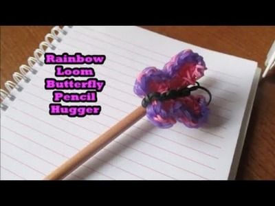 Rainbow Loom Butterfly Pencil Hugger Rainbow Loom Butterfly, Rainbow Loom Pencil Hugger, Monster Tail, Rainbow Loom Bracelet, Rainbow Looms, Rubber Band Crafts, Butterfly Rainbow, Rainbow Loom Creations, Rainbow Loom Patterns