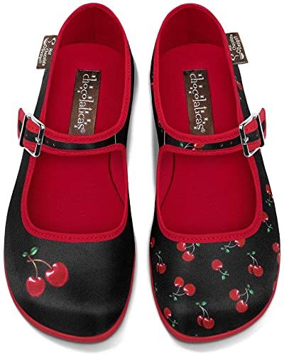 Amazon.com | Hot Chocolate Design Chocolaticas Cherry Women's Mary Jane Flat Multicoloured HCD 37 | Flats Womens Mary Jane Flats, Mary Jane Flat Shoes, Hot Chocolate Design, Zapatos Mary Jane, Mary Jane Shoes Flat, Chocolate Design, Womens Mary Janes, Shoes Stand, Mary Jane Flats