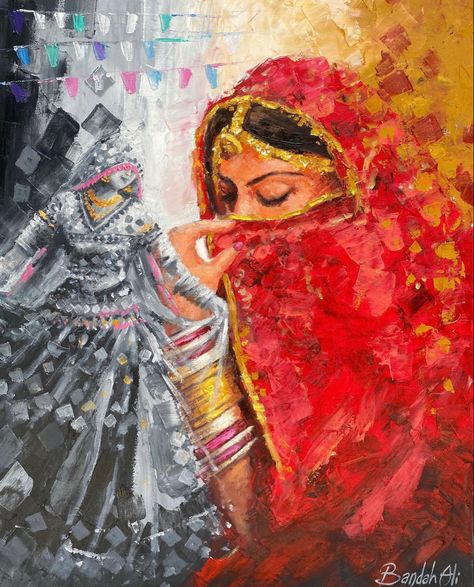 Pakistani Culture Art Paintings, Pakistani Paintings, Pakistani Culture Art, A Level Art Final Piece, Sindhi Wedding, Cultural Artwork, Heritage Aesthetic, Desi Clothing, Pakistan Art