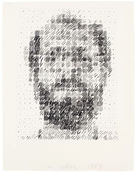 Artwork by Chuck Close, Self-Portrait, Made of make-up and graphite on paper Chuck Close Art, Chuck Close Portraits, Artist Grid, Dot Drawing, Dotted Drawings, Chuck Close, Gcse Art, Mark Making, Ink Art