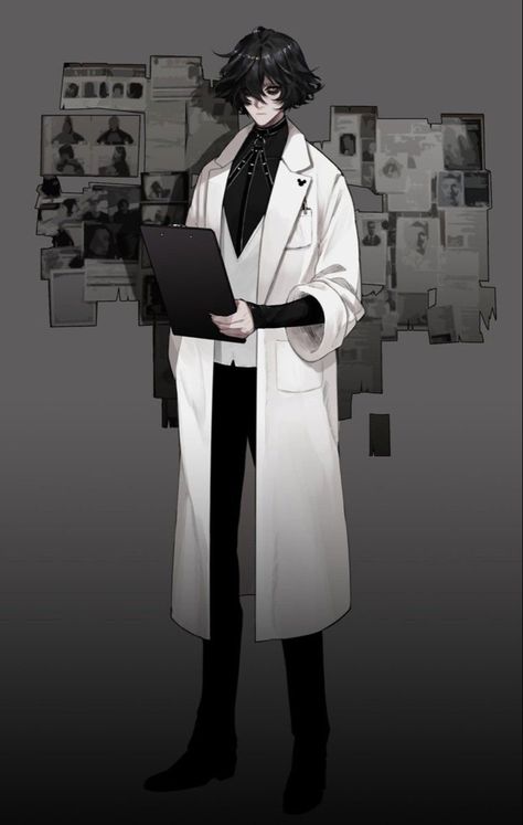 Secretary Character Design, Business Character Design, Villain Oc Character Design, Doctor Character Design, Villain Character Design, Anime Doctor, Gloomy Sunday, Villain Character, White Coat