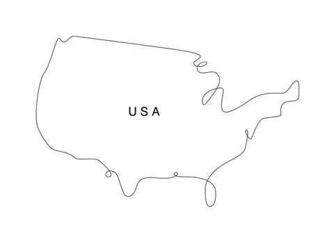 United state of America Continuous line map. Line art USA map.  vector illustration north America. Single outline west world. Usa Map Aesthetic, America Map Illustration, Usa Culture, Map Line Art, West World, Maps Aesthetic, Map Outline, America Map, United State