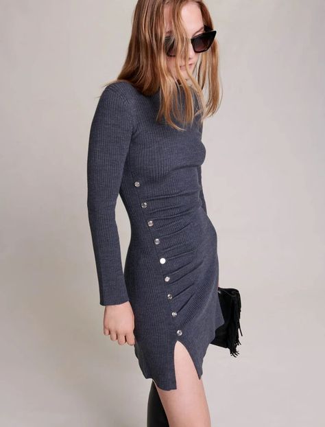 Discover great products at the best prices at Dealmoon. Maje 123RISNAP Short knit dress. Price:$288.75 at Maje Quirky Dress, Short Knit Dress, Short Satin Dress, Nye Dress, Ribbed Sweater Dress, Womens Knit Dresses, Ribbed Knit Dress, Draped Dress, Knit Mini Dress