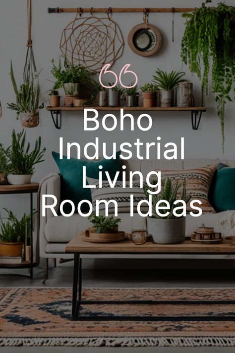 Industrial Bohemian Decor, Industrial Boho Living Room, Bohemian Style Apartment, Industrial Boho Decor, Boho Industrial Living Room, Boho Industrial Decor, Industrial Chic Living Room, Industrial Living Room Ideas, Bohemian Chic Living Room