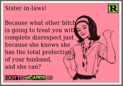 Sister-in-laws! Because what other bitch is going to treat you ... Toxic Sister, In Law Quotes, Sister In Law Quotes, Sucks Quote, Monster In Law, Trouble Makers, Healing Hearts, Fake Family, Perfect Quotes