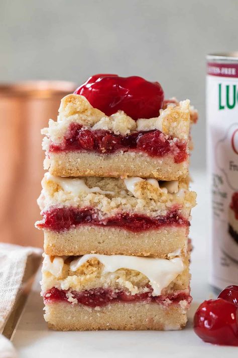 Best Cherry Pie, Easy Christmas Appetizers, Cherry Pie Bars, Gingerbread House Recipe, Christmas Appetizers Easy, Cherry Bars, Buttery Shortbread, Lucky Leaf, Cream Cheese Glaze