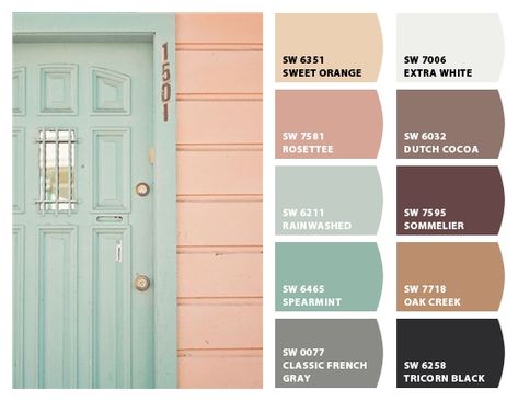 Cottage Color Palette, Sherman Williams Paint, Paint Color Pallets, Sherwin Williams Color Palette, Paint Inspo, Light Sea Green, Orange Color Palettes, Lost Ark, Sea Green Color