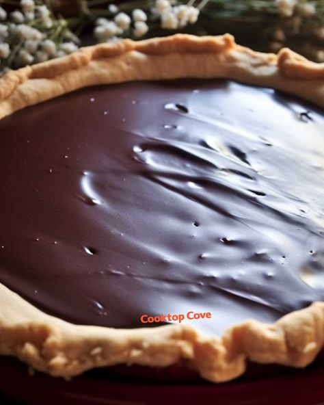 This is dubbed "Grandma's Chocolate Pie" as she became famous in her town for it. Still tastes like pure heaven today! Cooktop Cove Recipes, Cooktop Cove, Chocolate Tarts, Chocolate Pie Recipes, Baked Pie Crust, Chocolate Pie, Delish Recipes, Chocolate Pies, Chocolate Filling