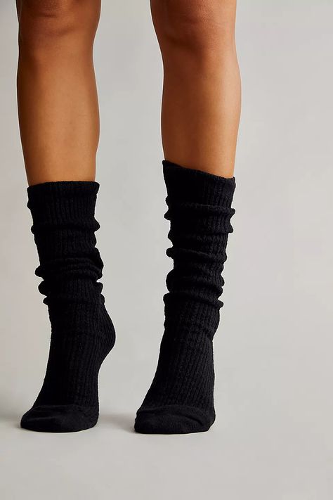 Staple Slouch Socks | Free People Slouch Socks, Soft Socks, Black Poppy, Sock Drawer, Kids Makeup, Soft Sock, Pink Fits, Cozy Socks, Striped Socks