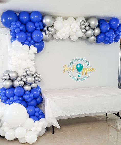 White And Blue Birthday Decoration, Royal Blue Balloons, Royal Blue Balloons Decoration, Blue And White Balloon Decorations, Royal Blue And White Balloon Garland, Royal Blue Balloon Garland, Royal Blue And Silver Balloon Garland, Royal Blue And White Balloon Arch, Royal Blue And Silver Balloon Arch