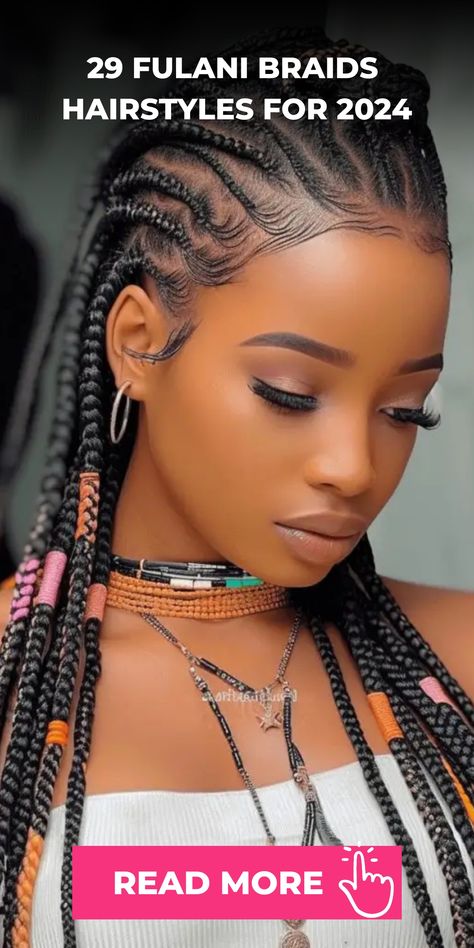 Welcome to the enchanting world of Fulani braids hairstyles for 2024! Known for their intricate patterns and cultural significance, Fulani braids have been a Fulani Braids Rubber Bands, Fulani Braids Hairstyles, Fulani People, Hair Braid Designs, Black Pinup, Weave Hairstyles Braided, Cornrow Braids, Braid Inspiration, Fulani Braids