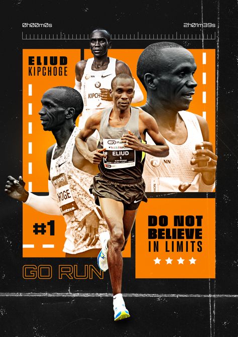 Poster para Eliud Kipchoge Track And Field Inspiration, Eliud Kipchoge Quotes, Track And Field Graphics, Marathon Poster Design, Running Poster Design, Run Graphic Design, Cross Country Pictures, Athlete Poster, Marathon Poster