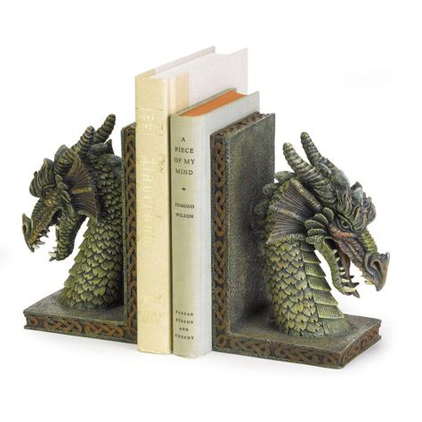 Horned Dragon, Dnd Room, Head Bookends, Fierce Dragon, Gothic Dragon, Royal Purple Color, Legendary Dragons, Mythical Dragons, Decorative Bookends