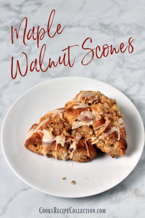 Maple Walnut Scones are easy to make and are the perfect treat for breakfast, brunch, or afternoon tea. This scone recipe features the amazing flavor combination of maple and walnuts, which I find greatly enhance each other’s flavors. Banana Walnut Scones, Maple Walnut Scones Recipe, Morning Desserts, Walnut Scones Recipe, Maple Scones Recipe, Maple Walnut Scones, Maple Scones, Walnut Scones, Morning Pastries