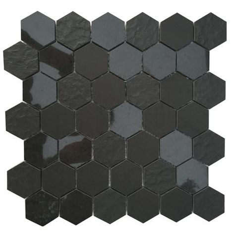 Ancient Sky Porcelain 2 Hexagon Mosaic Tile Hexagon Tile Backsplash, Black Hexagon Tile, Black Backsplash, Unique Backsplash, Hexagon Mosaic Tile, Herringbone Backsplash, Porcelain Wall Tile, Porcelain Mosaic Tile, Mosaic Wall Tiles