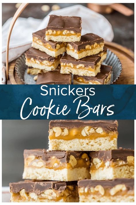 Snickers Cookies Bars Recipe   VIDEO - The Cookie Rookie Snickers Dessert, Snickers Cookies, Best Christmas Cookie Recipes, Caramel Chocolate Chip Cookies, Chocolate Brownie Cookies, Best Christmas Cookie Recipe, Cookie Rookie, Christmas Cookie Recipes, Cookies Bars