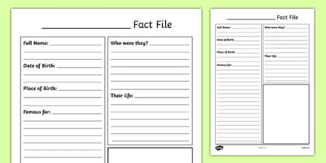 Fact File Template, World Photography Day, Unique Facts, Writing Area, Simple Layout, History Curriculum, File Template, Photography Day, Free Business Card Templates