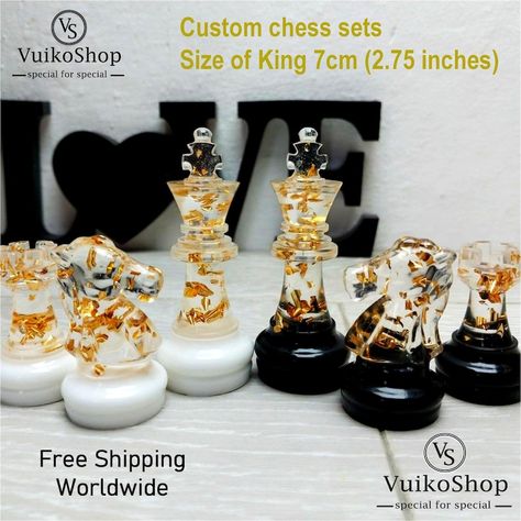 Chess Resin Idea, Resin Chess Set Ideas, Resin Chess Board Ideas, Resin Chess Board, Resin Chess Pieces, Resin Chess Set, Modern Chess Set, Resin Boards, Luxury Chess Sets