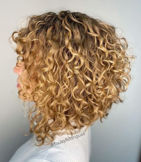 Blonde Stacked Bob for Curly Hair Stacked Inverted Bob Haircuts, Bob For Curly Hair, Long Curly Bob Haircut, Bob Haircuts For Curly Hair, Long Angled Bob Hairstyles, Bob Haircut Tutorial, Curly Inverted Bob, Curly Bob Haircut, Curly Angled Bobs