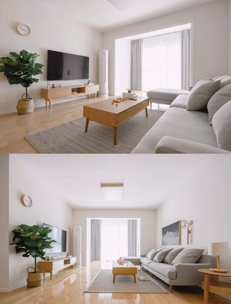 Muji Living Room, Minimalist Living Room Furniture, Condo Interior Design, Minimalist Living Room Decor, Japandi Living, Condo Interior, Tables Kitchen, Modern Minimalist Living Room, Apartment Living Room Design