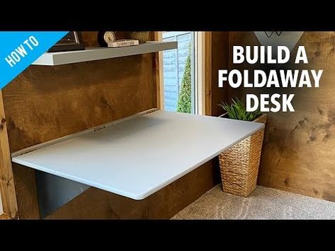 How to build a folding desk #diy #home #office - YouTube Foldaway Desk, Fold Up Desk, Collapsible Desk, Diy Home Office, Fold Out Desk, Desk Diy, New Desk, Woodworking Plans Beginner, Desk Plans