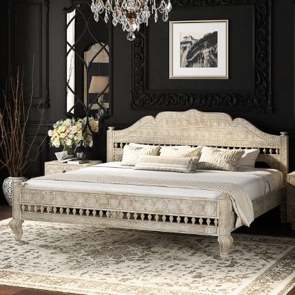 Rustic Platform Bed, Moroccan Inspired Bedroom, Moroccan Bed, Tall Bed, King Size Platform Bed, White Bed Frame, Wood Platform Bed Frame, Full Size Platform Bed, Queen Size Platform Bed