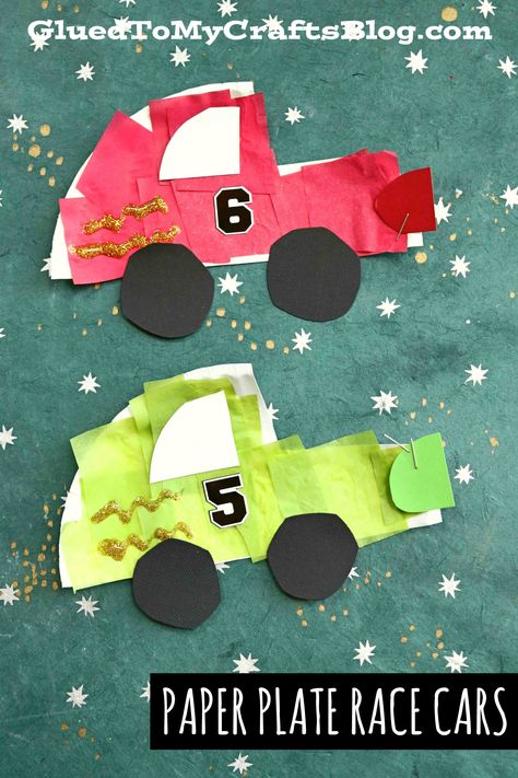 #gluedtomycrafts Speedy Paper Plate Race Cars - Kid Craft Idea For Racing Fans Cars Crafts For Kids, School Glue Crafts, Appreciation Crafts, Race Car Craft, Cars Preschool, Race Car Stickers, Link Costume, Car Activities, Race Car Themes