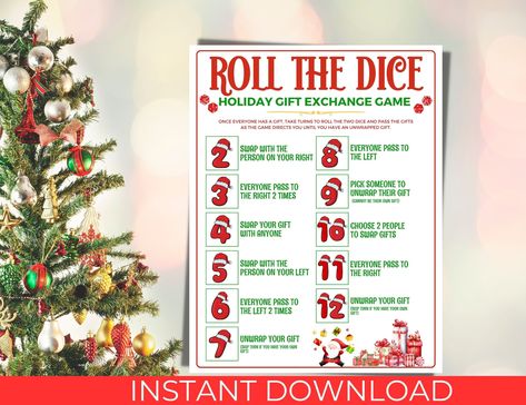 10 Gift Exchange Ideas, Gift Exchange Ideas For Adults, Family Christmas Gift Exchange Ideas, Christmas Gift Exchange Dice Game, Gift Exchange Dice Game, Holiday Gift Exchange Games, Gift Exchange Dice, Gift Exchange Game, Classroom Christmas Activities