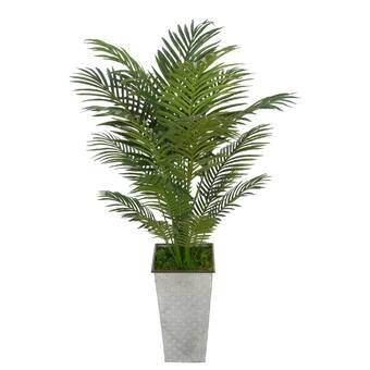 Bay Isle Home Artificial Floor Areca Palm Tree in Decorative Vase | Wayfair Artificial Indoor Plants, Artificial Plants And Trees, Areca Palm, Floor Plants, Artificial Boxwood, Palm Plant, Bamboo Tree, Silk Plants, Metal Planters