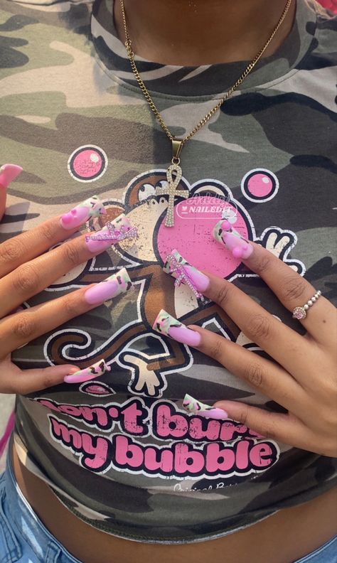 Monkey Nails, Duck Nail, Dance Nails, Bobby Jack, Camo Nails, My Bubble, 2000s Outfit, Retro Nails, Duck Nails