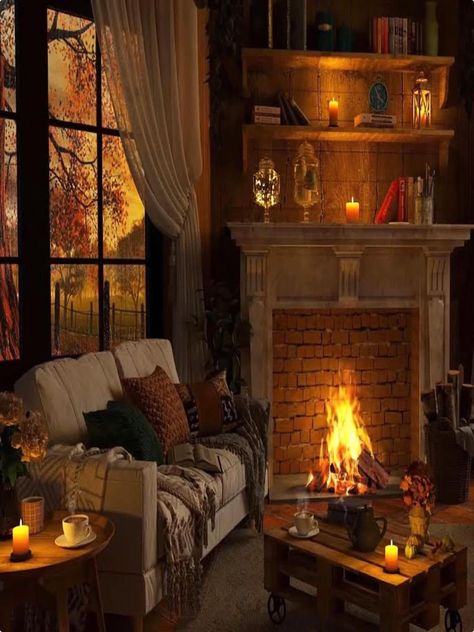 Christmas Nature, Christmas Living Room, Cosy Home, Christmas Living Rooms, Home Decor Living Room, Cozy Fireplace, Cottage Living, Cozy Cabin, Cozy Room