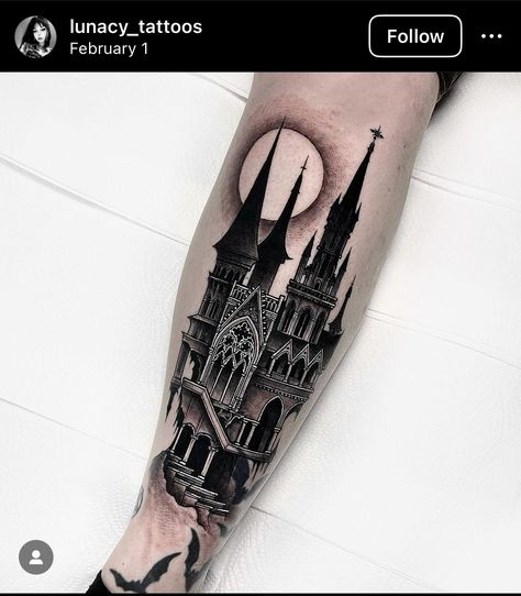 Thigh Tattoo, Cool Tattoos, Art Tattoo, Tatting, Castle, Tattoos