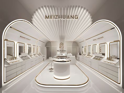 Beauty cosmetics display store booth :: Behance Modern Jewelry Store, Jewelry Store Interior, Jewelry Booth, Jewelry Store Design, Jewellery Shop Design, Jewellery Showroom, Exhibition Booth Design, Interior Design Concepts, Phone Shop