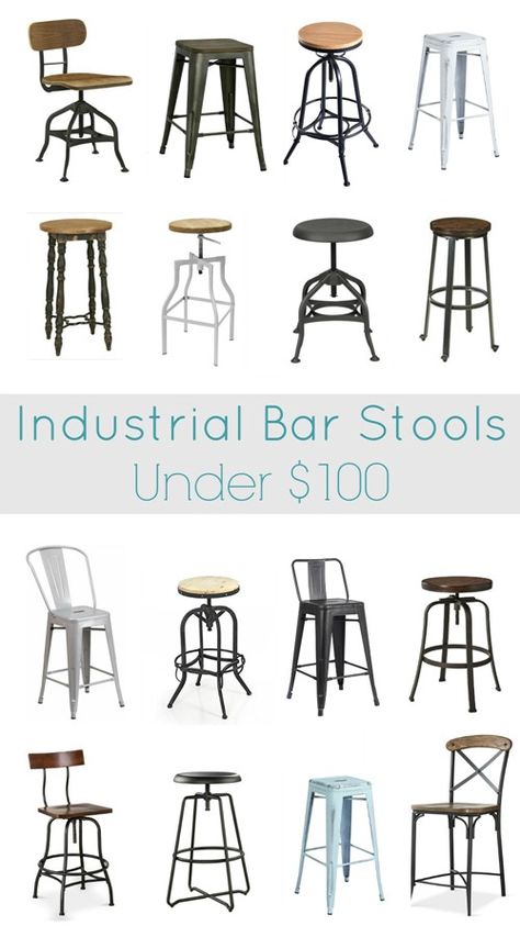 Industrial Decor Kitchen, Farmhouse Bar Stools, Stool Kitchen, Wrought Iron Furniture, Vintage Industrial Design, Industrial Bar Stools, Vintage Industrial Decor, Industrial Bar, Vintage Industrial Furniture