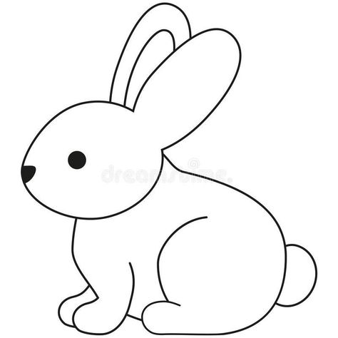 Rabbit Drawing Easy, Lukisan Haiwan, Animal Outline, Free Kids Coloring Pages, Rabbit Drawing, Fruit Coloring Pages, صفحات التلوين, Easy Drawings For Kids, Aktivitas Montessori