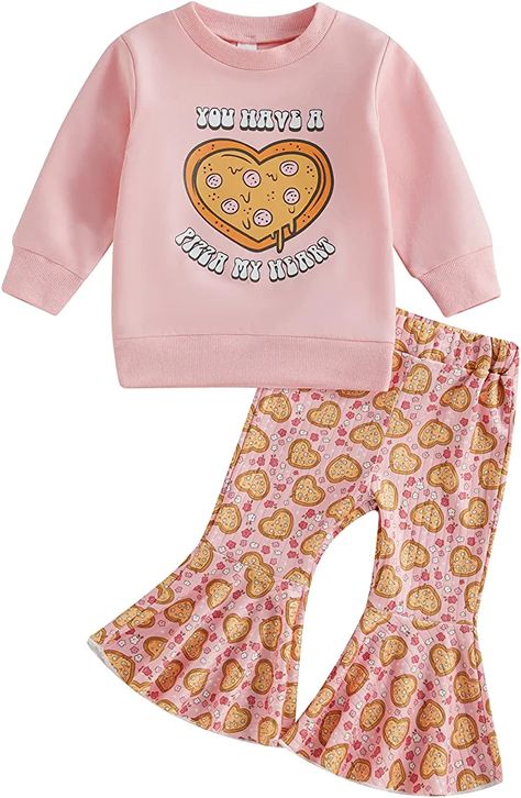 Amazon.com: 2Pcs Toddler Baby Girls Valentine's Day Outfits Letter Print Sweatshirts Pullover Tops Heart Print Flare Pants Clothes (Pink, 18-24 Months): Clothing, Shoes & Jewelry Stylish Toddler Girl, Print Flare Pants, Easter Outfit For Girls, Girls Halloween Outfits, Printed Flare Pants, Bell Pants