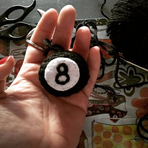 Needed a new key chain,so I decided to make one of my favourite items. Good luck! @mariadimakitextileartist Quick Crochet Projects, Magic 8 Ball, Cool Crochet, Quick Crochet, 8 Ball, Crochet Keychain, Crochet Ideas, I Decided, Key Chain